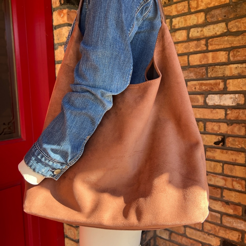 Women's Brown Suede & Leather Shoulder Bag make up bag includes - Picture 5 of 5